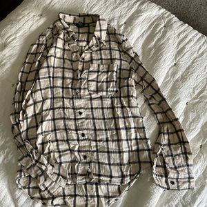 f21 black white windowpane flannel